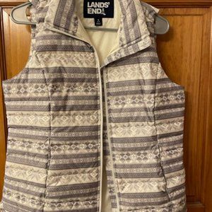 Lands End Puffer Dark Gray Light Gray and Cream Size Small